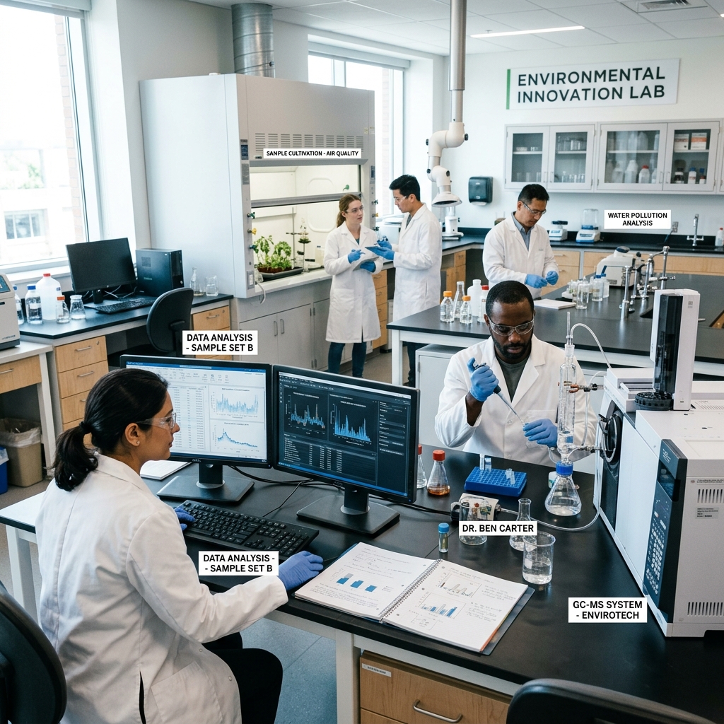 Scientists in environmental research lab
